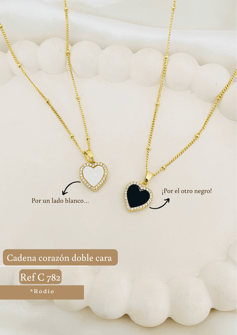 Cadena corazón doble cara