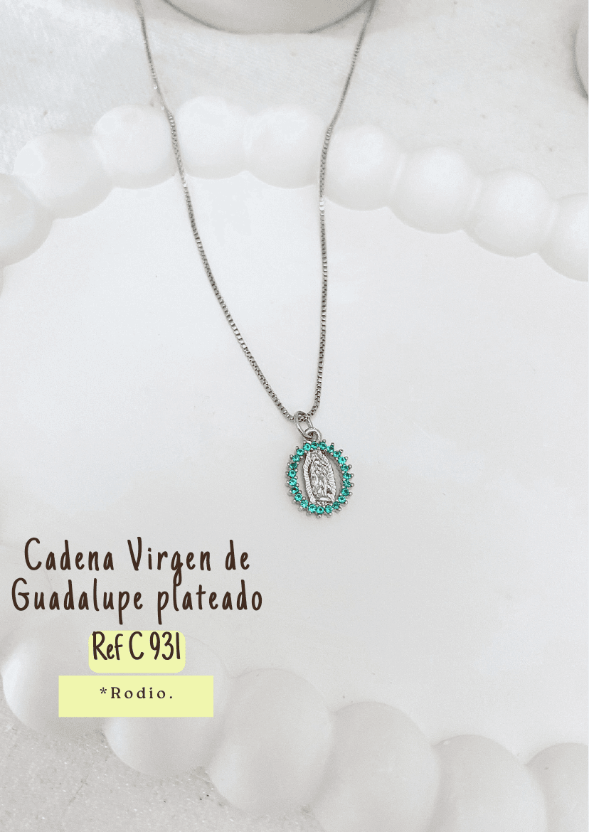 Cadena Virgen de Guadalupe plateada