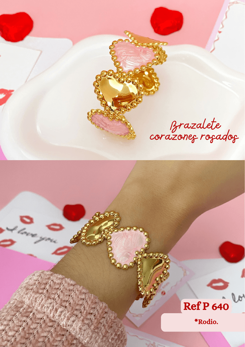 Brazalete corazones rosados