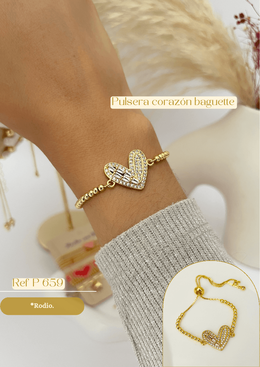 Pulsera corazón baguette