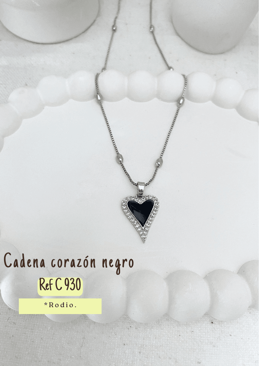 Cadena corazón negro