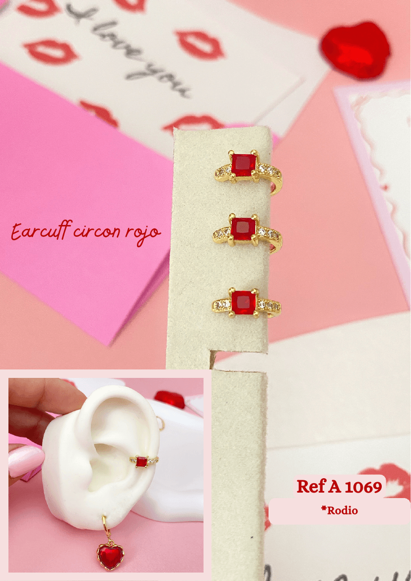 Earcuff circon rojo