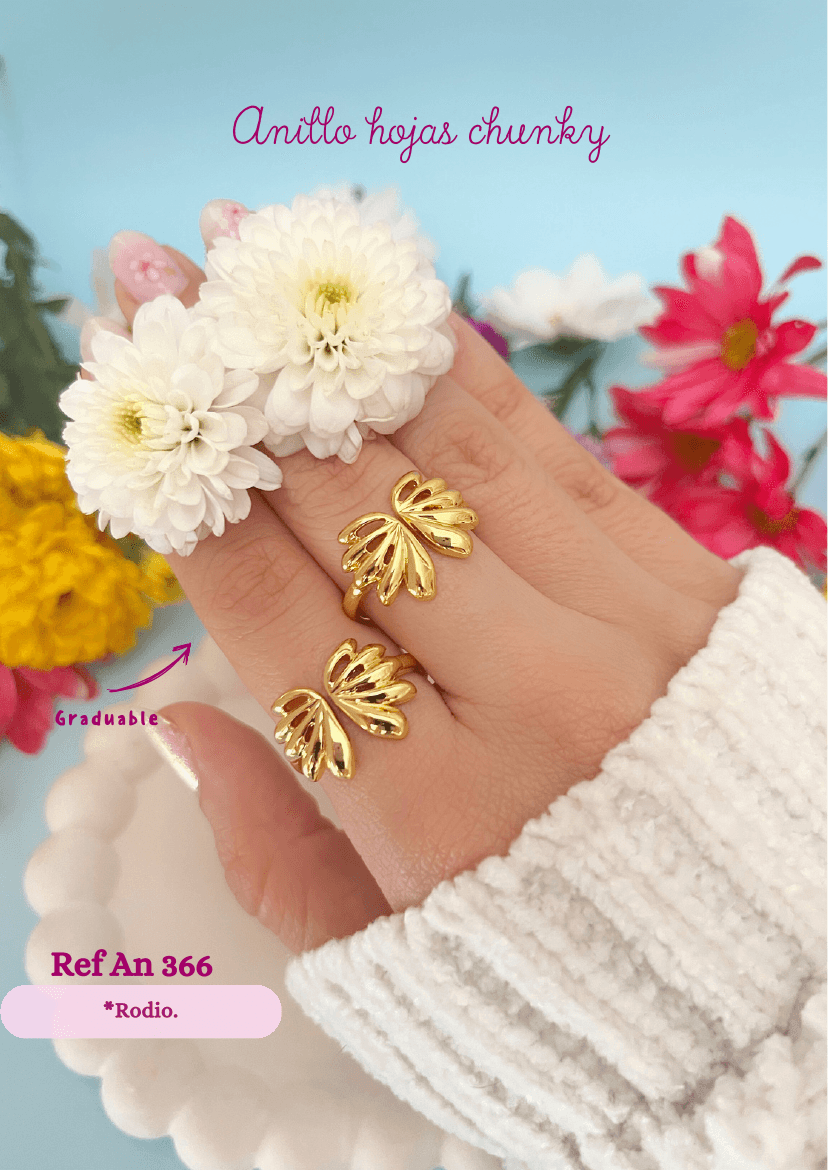 Anillo hojas chunky