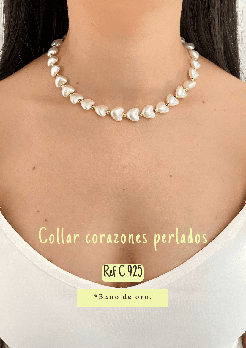 Collar corazones perlados
