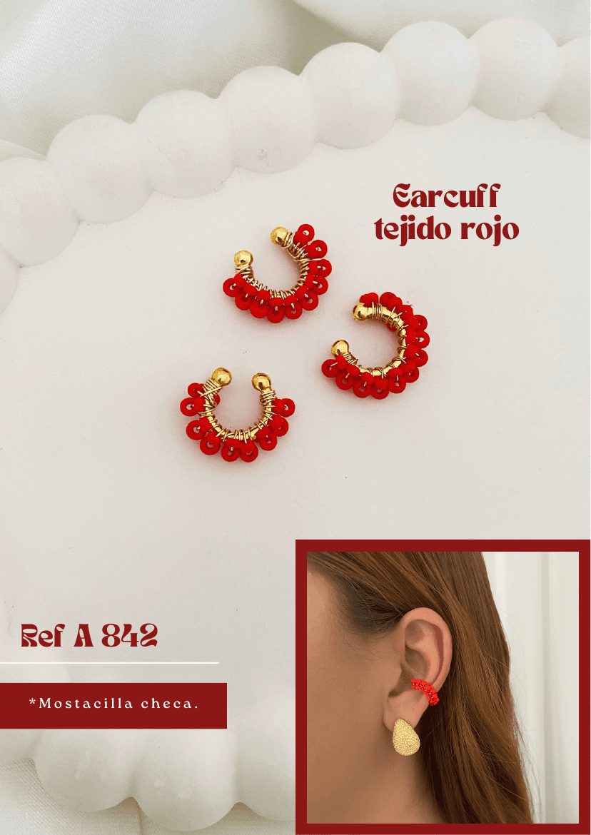 Earcuff tejido rojo